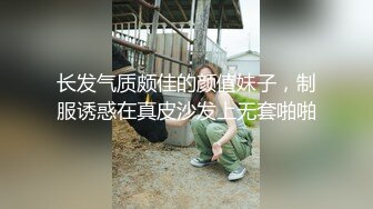 长发气质颇佳的颜值妹子，制服诱惑在真皮沙发上无套啪啪